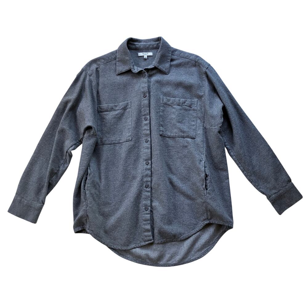 Madewell Sunday Flannel Button-Down Shirt Grey Size Large Cozy Lounge